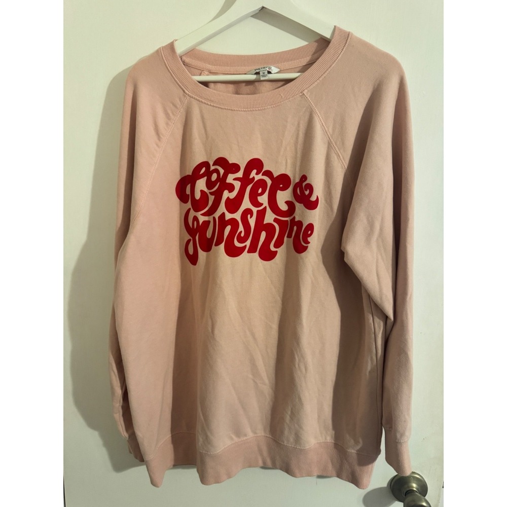 Wildfox Shirt Coffee & Sunshine Crewneck Sweatshirt Top Pink &‎ Red Size Large